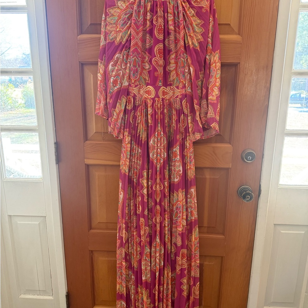 Elegant Paisley Maxi Dress - Purple